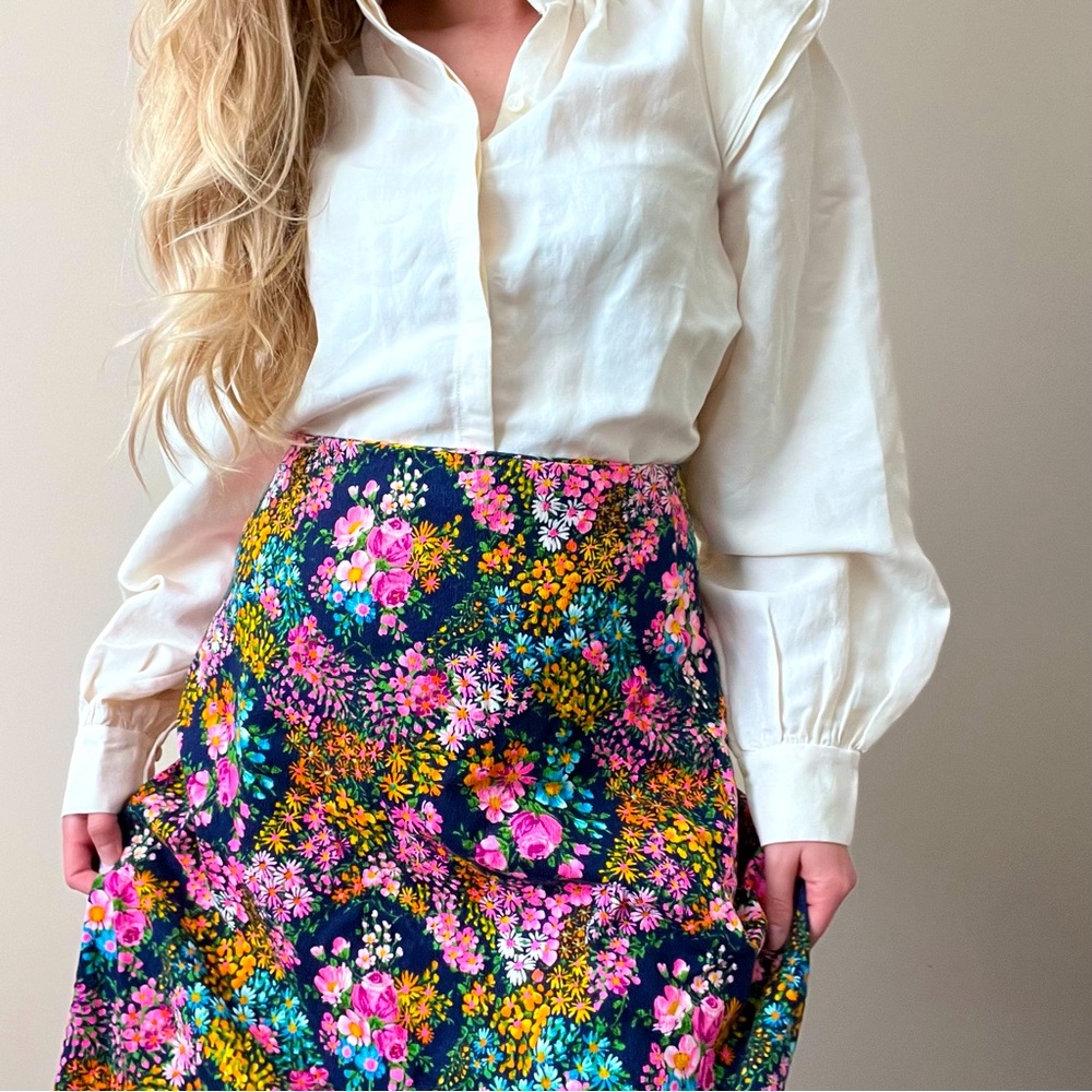 Vibrant Vintage Floral Skirt